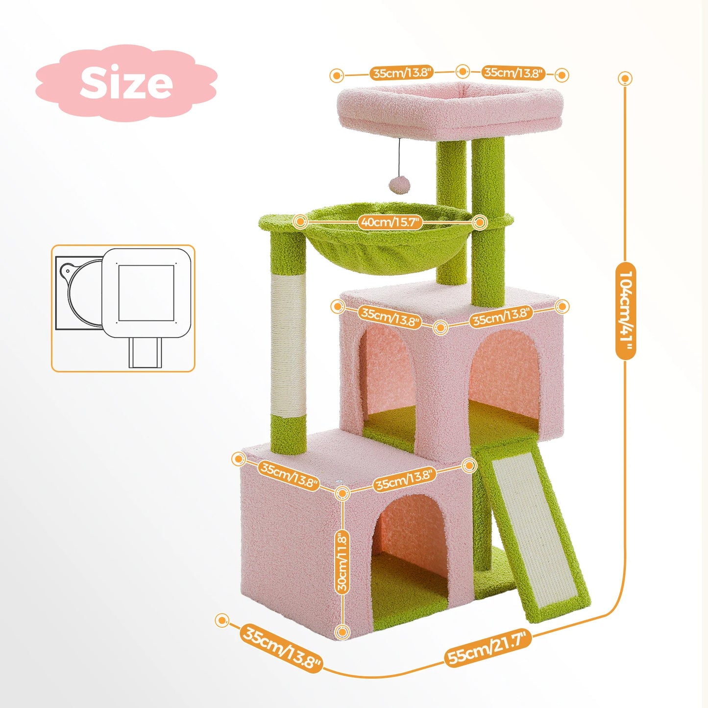 Multi-Level Cat Tower with Sisal Scratching Post,  Scratching Pad