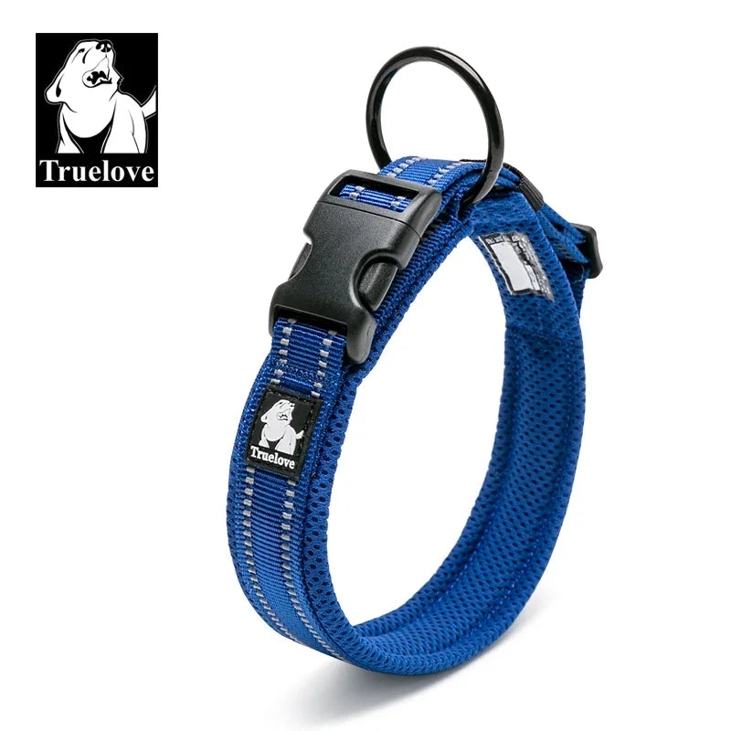 Truelove Cat, Dog Collar, Nylon Adjustable Webbing, Padded Soft Reflective Durable Heavy Duty Training