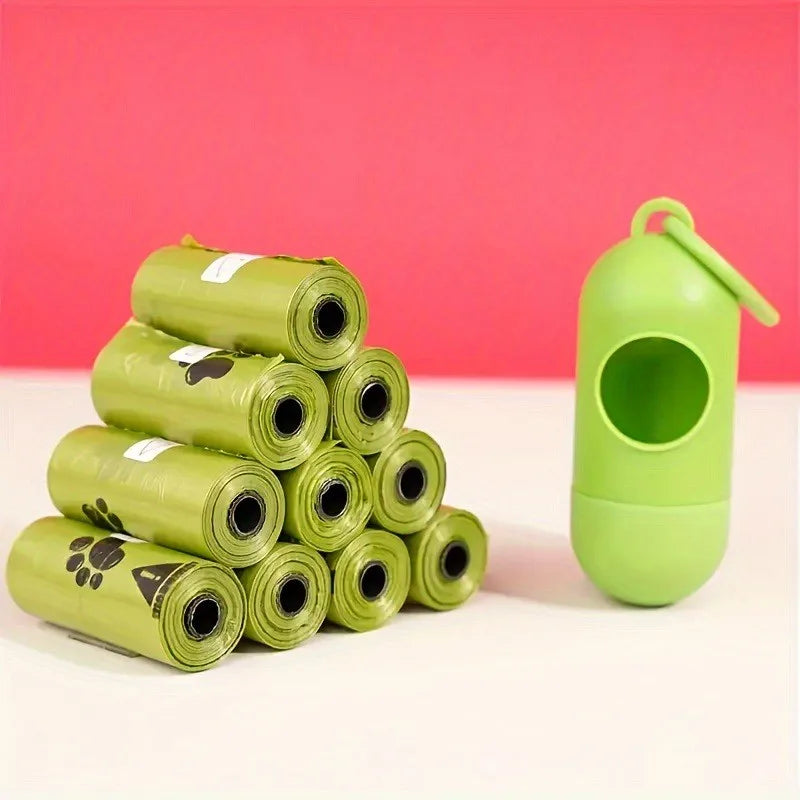 Biodegradable Pet Waste Bags  - Extra Thick Poop Bags for Dogs & Cats, Portable Roll with Dispenser, Eco-Friendly