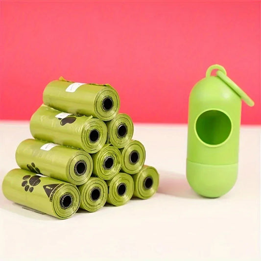 Biodegradable Pet Waste Bags  - Extra Thick Poop Bags for Dogs & Cats, Portable Roll with Dispenser, Eco-Friendly
