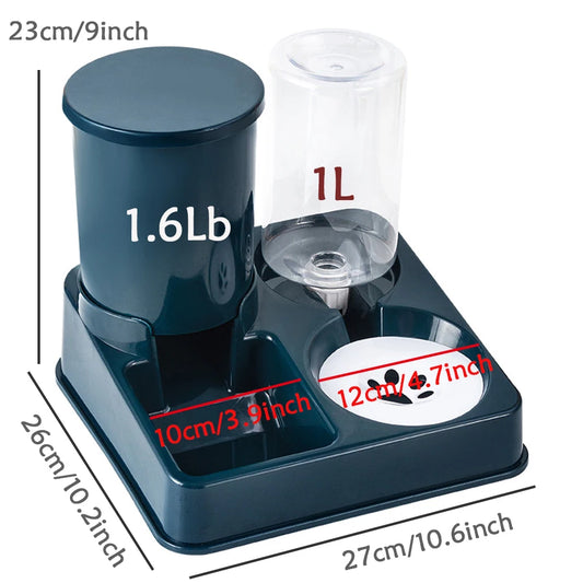 2 In 1 Tilted Automatic Cat Feeder Water Dispenser Set