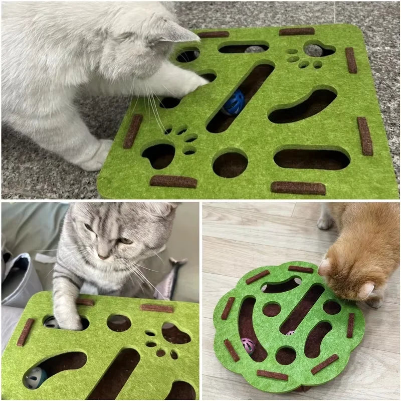 Pet cat entertainment maze ball-digging toy
