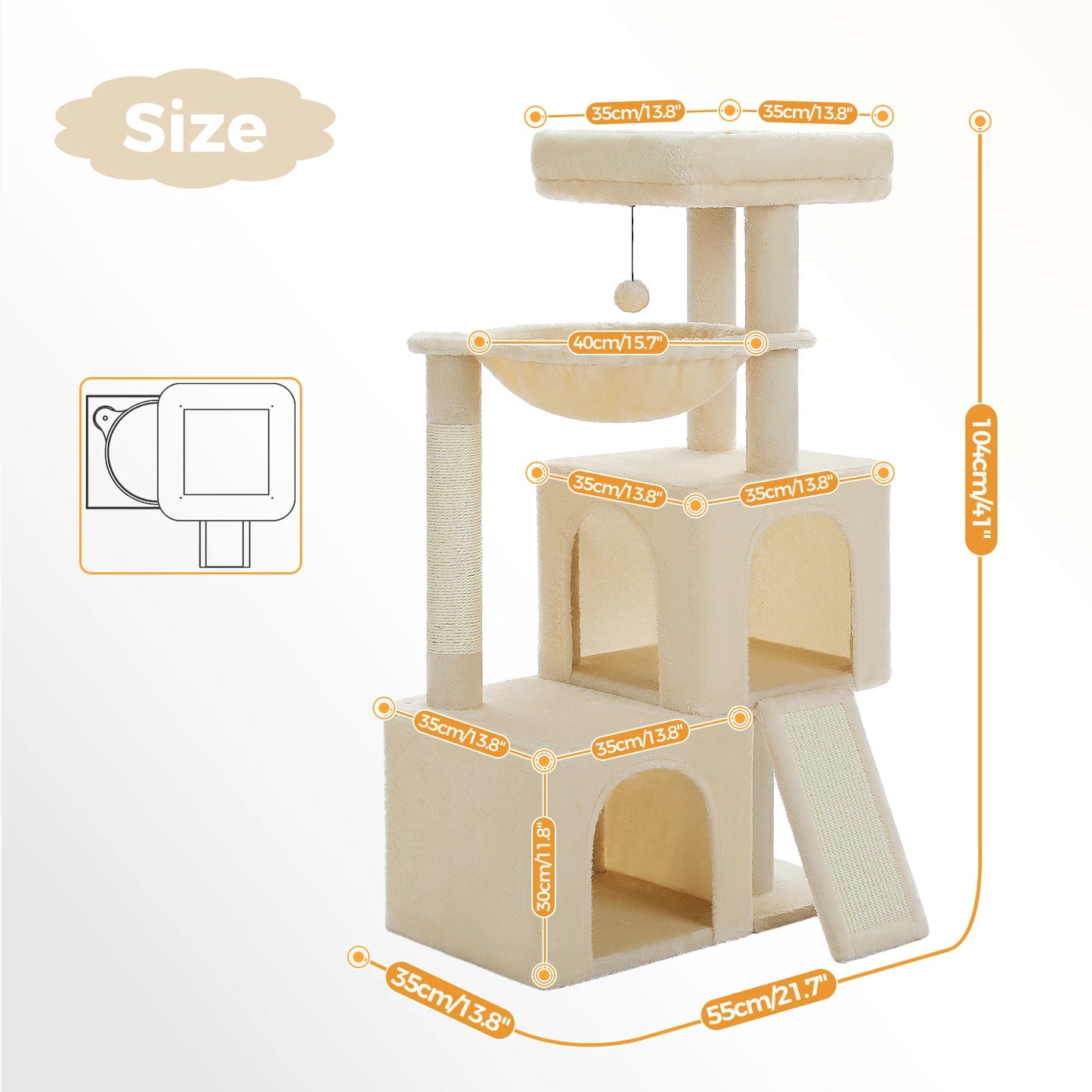 Multi-Level Cat Tower with Sisal Scratching Post,  Scratching Pad