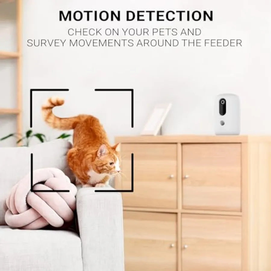 Smart Treat Thrower with HD Camera for Dogs and Cats Automatic Feeding with Portion Control White Plastic Compact Design