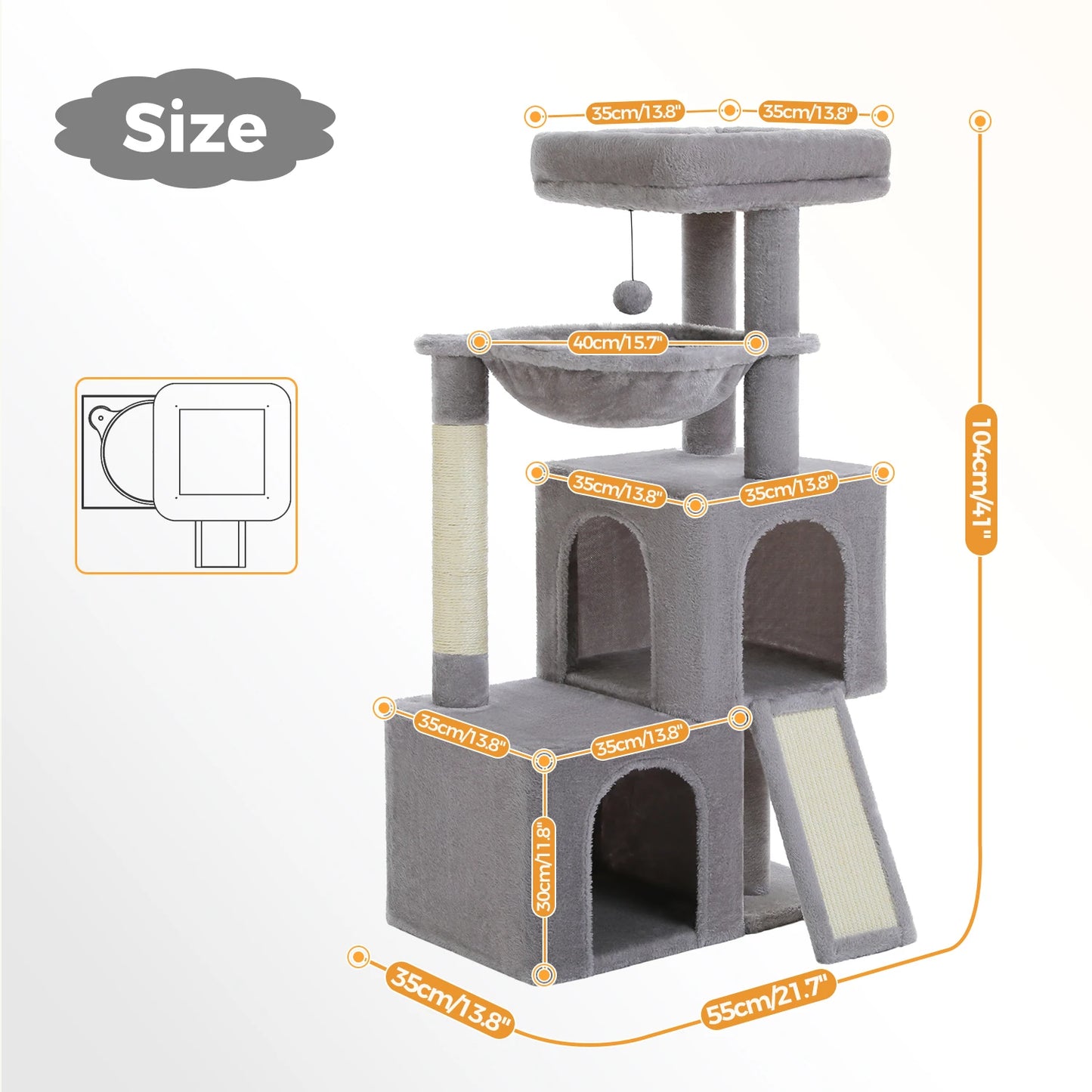 Multi-Level Cat Tower with Sisal Scratching Post,  Scratching Pad