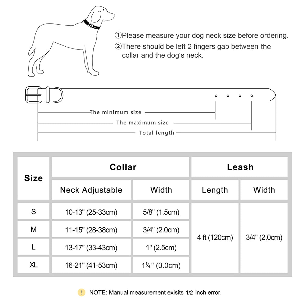 Soft Padded Dog Collar Leash Set PU Leather  Necklace With Walking Lead Rope Adjustable