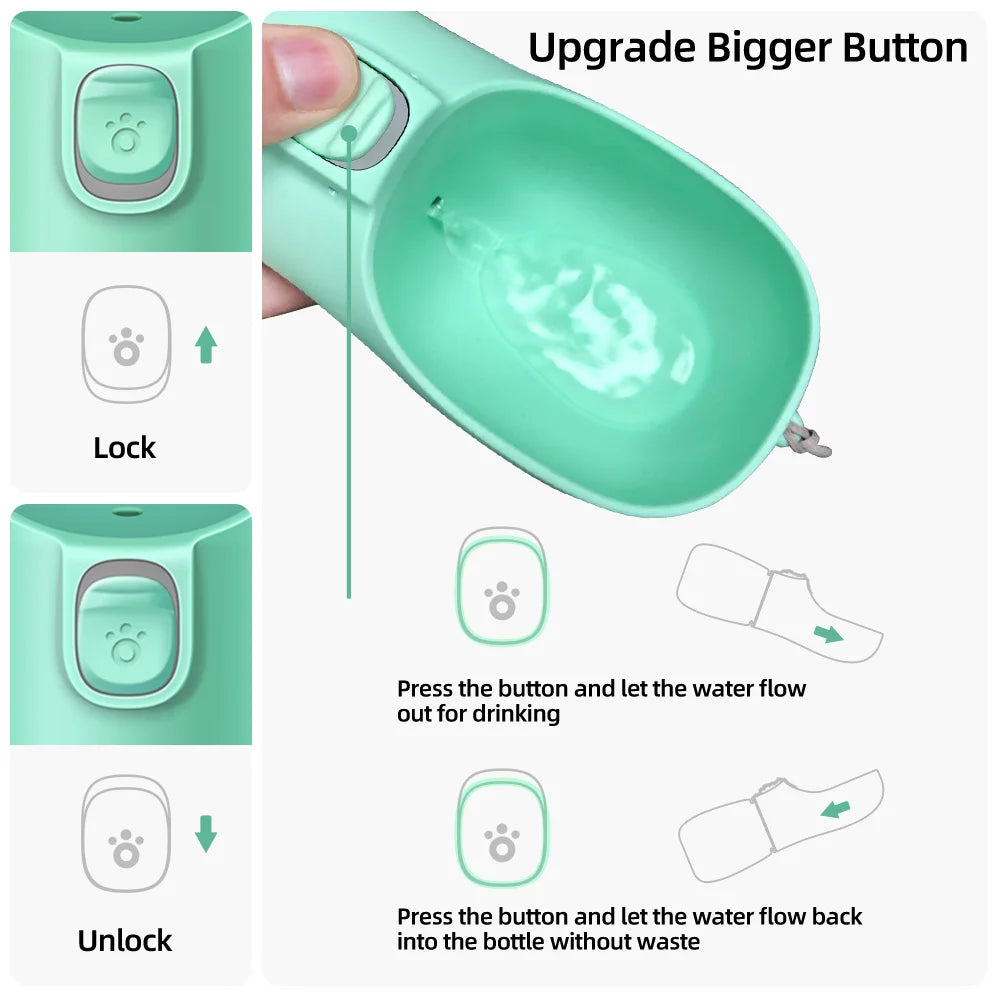 Portable Water Bottle - Small Large Dogs Cat Leakproof Walking Drinking Bowls