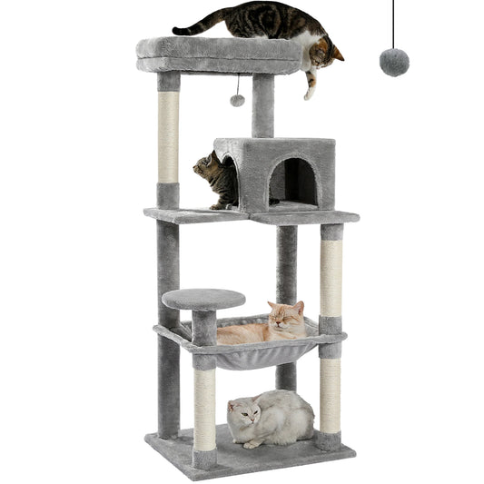 Cat Tree for Indoor, 5-Level Cat Tower for Large Cats, Sisal Covered Scratching Posts